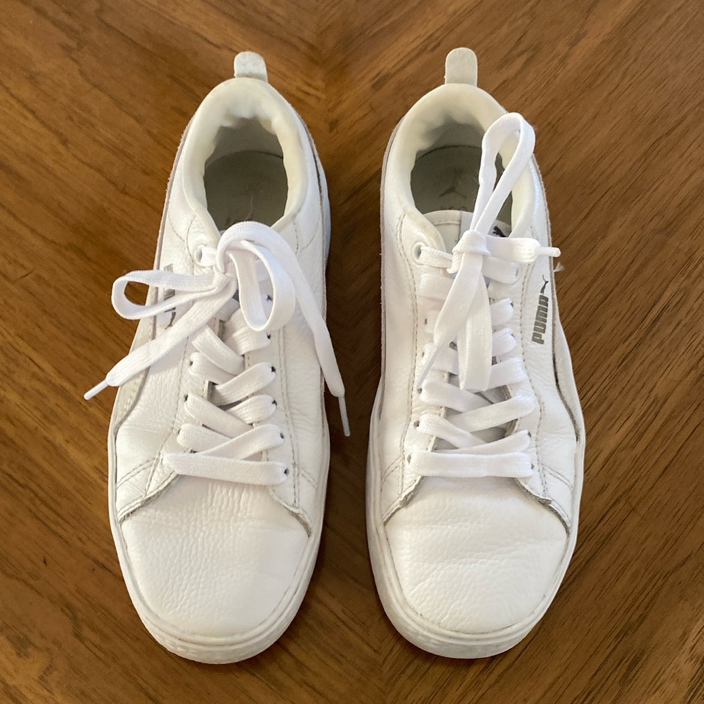 PUMA SMASH PLATFORM WHITE SNEAKERS - Picture 2 of 10